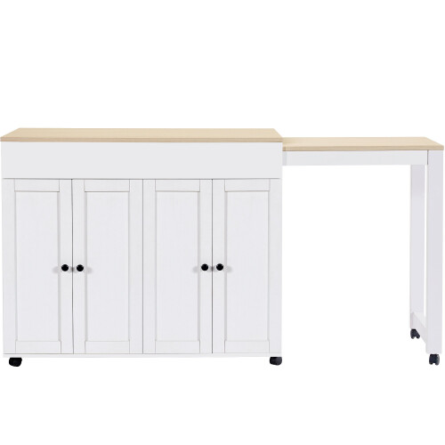 (White) Table bar extensible avec 6 étagères et séparateur de pièce