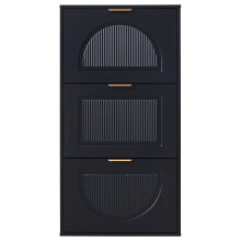 (Black) Meuble à chaussures avec 3 abattants et rangement intégré sans matelas