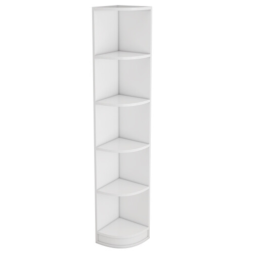 bibliothèque angle MDF - 5 niveaux - forme simple - forte charge - blanc