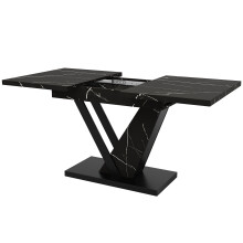 (Black) Table Ă manger extensible avec plateau effet bois
