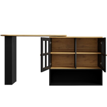 (Black) Buffet rotatif 360 avec 5 niveaux de rangement et étagères en verre