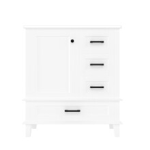 (White) Meuble avec étagère, porte, 3 tiroirs silencieux, étagères réglables et lavabo