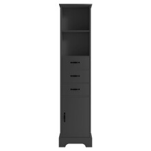 (Black) Armoire haute avec 3 tiroirs, étagères ouvertes, portes et étagères réglables