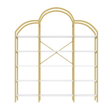 (Gold,White) Étagère 5 niveaux avec compartiments ouverts et structure en forme de nuage