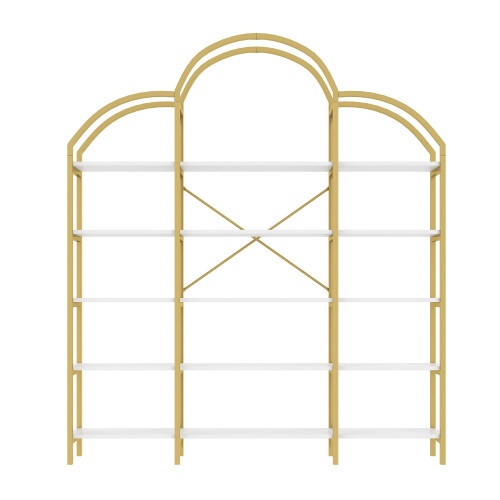 (Gold,White) Étagère 5 niveaux avec compartiments ouverts et structure en forme de nuage