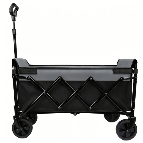 (Black) Mini chariot pliable avec poignée réglable, léger et compact, charge 100 kg