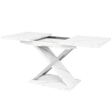 Table extensible 118-157x75 cm, rallonge interne, pieds croisés, cuisine/salle à manger