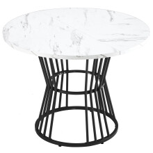 (White,Black) Table de cuisine moderne avec plateau effet marbre et cadre en métal