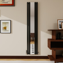 (Black, 1800x381mm) Vertical Mirror Radiator