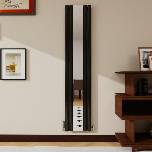 AICA (Black, 1800x381mm) Vertical Mirror Radiator