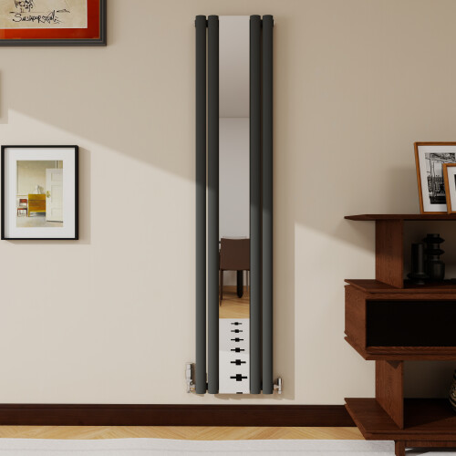 AICA (Anthracite, 1800x381mm) Vertical Mirror Radiator