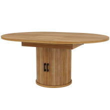(Oak) Table extensible ronde Ă ovale, table Ă manger avec rallonge, 6 places
