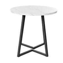 (White,Black) Table ronde moderne avec plateau effet marbre et cadre en métal