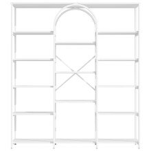 160x30x180 cm - étagère moderne - acier+MDF - rangements multiples - forme rectangulaire+arquée - blanc