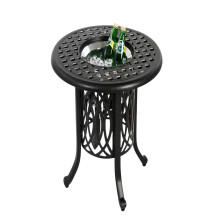 Table d'appoint extérieure en aluminium avec seau à glace, patins réglables, petite table basse pour patio