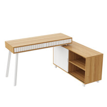 bureau simple - 3 tiroirs+2 rangements ouverts - tube acier - plateau large - forte charge - naturel