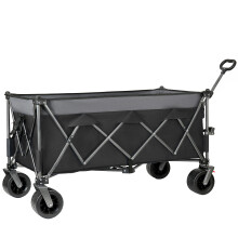 (Black,Grey) Chariot pliable extensible avec roues tout-terrain, grande capacité, charge 250 kg