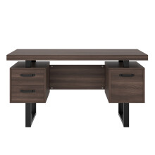 135x54 cm - bureau MDF+acier - tiroir silencieux+classeur - plateau spacieux anti-éclaboussures - rangement efficace - marron