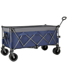(Blue,Gray) Chariot pliable extensible avec roues tout-terrain, grande capacité, charge 250 kg