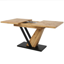 (Natural) Table Ă manger extensible avec plateau effet bois