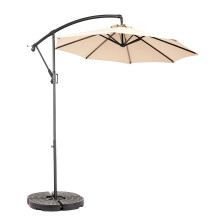 (khaki) Parasol déporté suspendu avec inclinaison réglable et toile en polyester