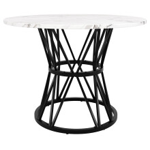 (White,Black) Table ronde avec plateau MDF effet marbre et pieds en métal