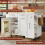 (White) Îlot de cuisine multifonction avec chariot, placard et espaces de rangement 5