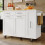 (White) Îlot de cuisine multifonction avec chariot, placard et espaces de rangement 11