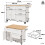 (White) Îlot de cuisine multifonction avec rangement extensible et chariot 4