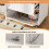 (White) Îlot de cuisine multifonction avec rangement extensible et chariot 6