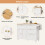 (White) Îlot de cuisine multifonction avec rangement extensible et chariot 7