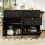 (Black) Îlot de cuisine multifonction avec rangement extensible et chariot 6
