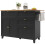 (Black) Îlot de cuisine multifonction avec rangement extensible et chariot 7