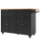 (Black) Îlot de cuisine multifonction avec rangement extensible et chariot 8