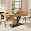 (Natural) Table à manger extensible avec plateau effet bois 2
