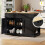 (Black) Îlot de cuisine extensible avec 2 portes et 3 tiroirs 3