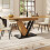 (Natural) Table à manger extensible avec plateau effet bois 10