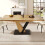 (Natural) Table à manger extensible avec plateau effet bois 11