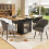 (Black) Table télescopique avec 3 niveaux de rangement, table à manger multifonction 6