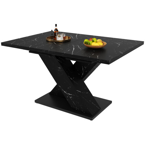 Table salle à manger extensible bois 120-160 cm, 6 pers, noir 1