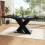 Table salle à manger extensible bois 120-160 cm, 6 pers, noir 8