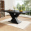 Table salle à manger extensible bois 120-160 cm, 6 pers, noir 9