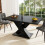 Table salle à manger extensible bois 120-160 cm, 6 pers, noir 10