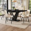 (Black) Table à manger extensible avec plateau effet bois 9