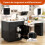 (Black) Table haute extensible avec 2 tiroirs et compartiments de rangement 6