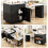(Black) Table haute extensible avec 2 tiroirs et compartiments de rangement 8
