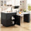 (Black) Table haute extensible avec 2 tiroirs et compartiments de rangement 9