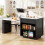 (Black) Table haute extensible avec 2 tiroirs et compartiments de rangement 10