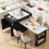 (Black) Table haute extensible avec 2 tiroirs et compartiments de rangement 11