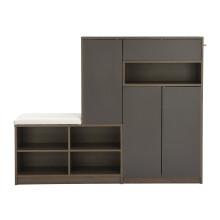 (Gray) Banc avec rangement, étagères réglables et siège rembourré